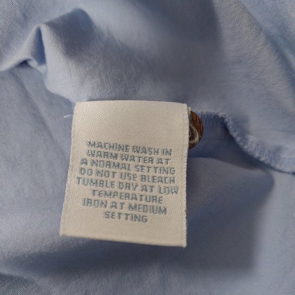 Togo Light Blue Cotton Shirt, 3/4 Sleeve 2 Color Cuffs, Size M - Picture 5 of 8